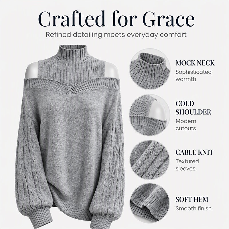 💖Black Friday Mega Deal – 50% off!💖 Women's Cold Shoulder Mock Neck Sweater