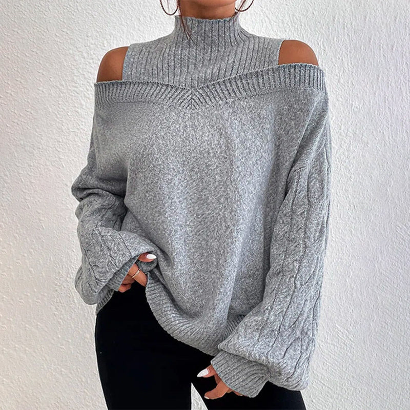 💖Black Friday Mega Deal – 50% off!💖 Women's Cold Shoulder Mock Neck Sweater