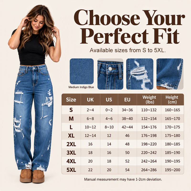 💖Black Friday Mega Deal – 50% off!💖👖Women's Chic Distressed Denim Wide-Leg Pants
