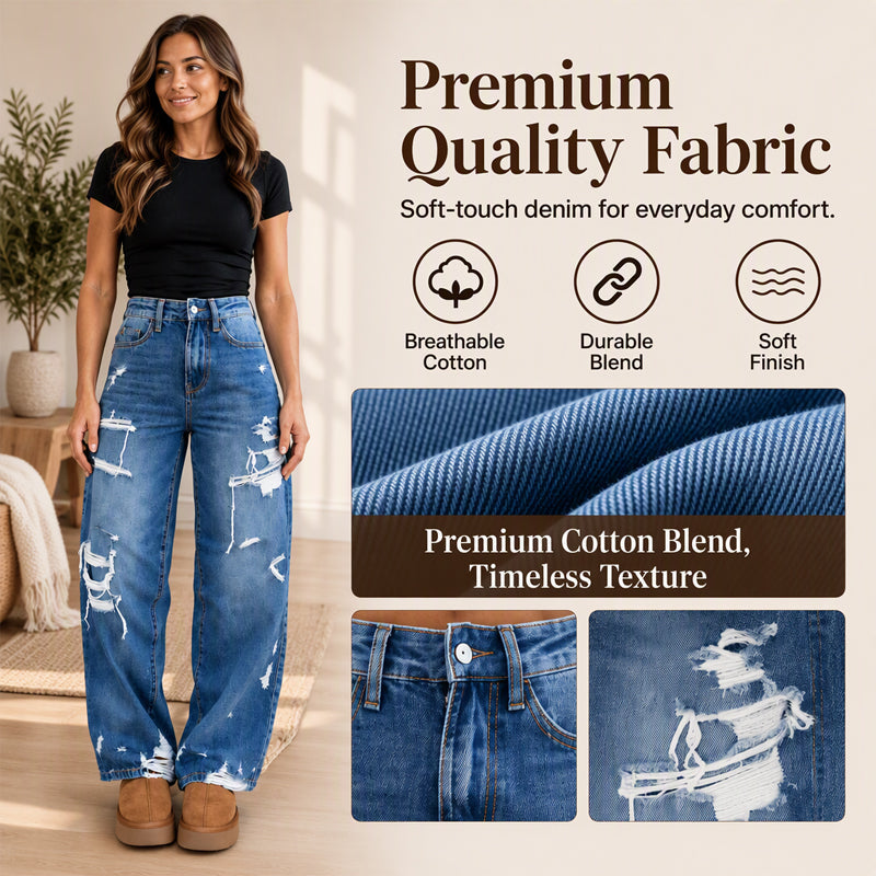 💖Black Friday Mega Deal – 50% off!💖👖Women's Chic Distressed Denim Wide-Leg Pants