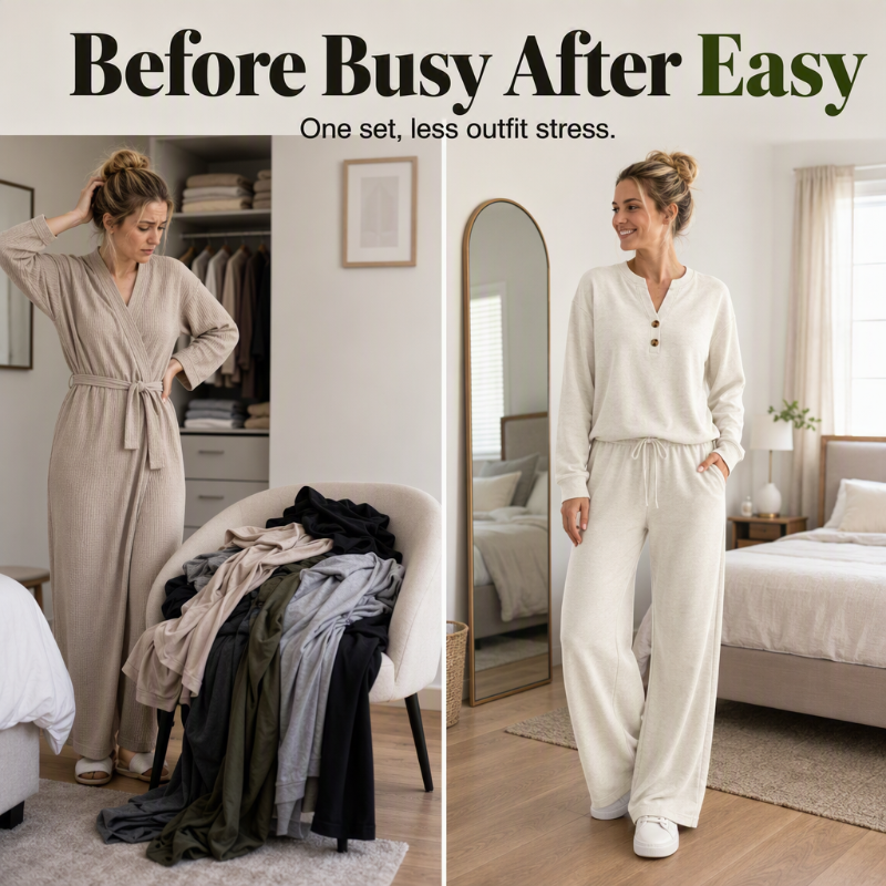 🖤Black Friday Sale:50% OFF🖤 ☁️Women's Effortless Top & Wide-leg Pants Set