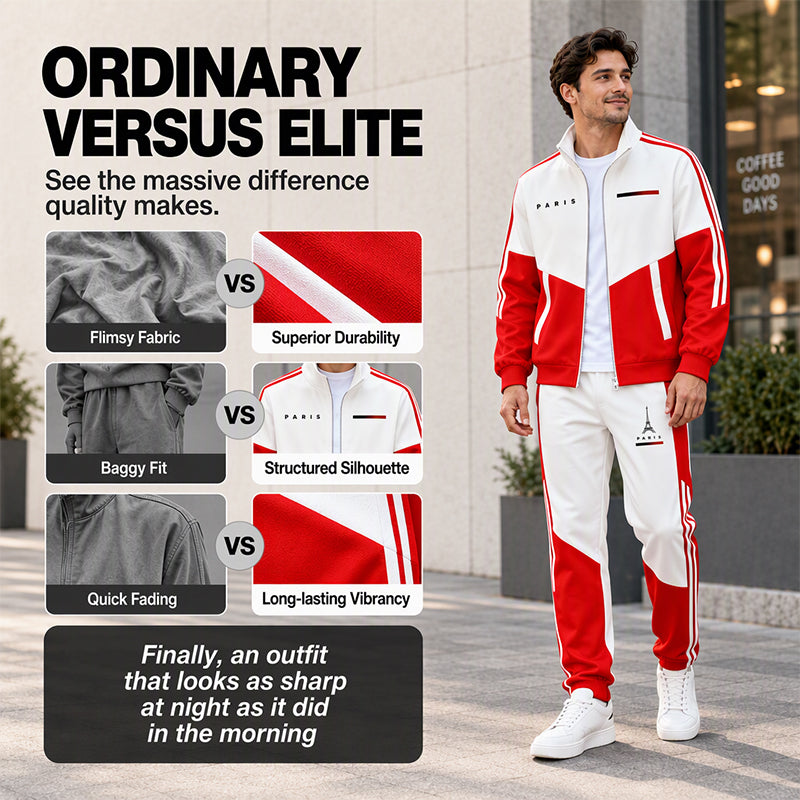 🖤Black Friday Sale:50% OFF🖤 🏃‍♀️Men's Colorblock Zip-Up Jacket & Drawstring Pants Set