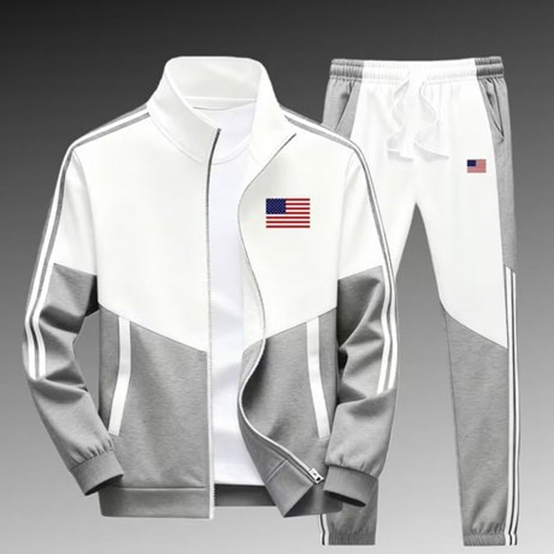🖤Black Friday Sale:50% OFF🖤 🏃‍♀️Men's Colorblock Zip-Up Jacket & Drawstring Pants Set