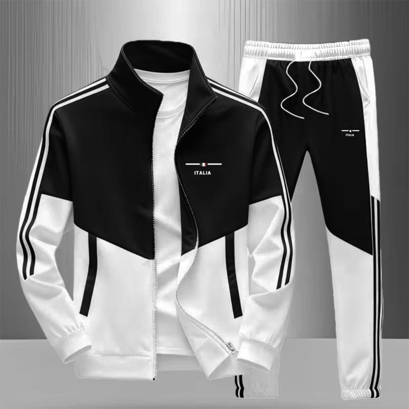 🖤Black Friday Sale:50% OFF🖤 🏃‍♀️Men's Colorblock Zip-Up Jacket & Drawstring Pants Set