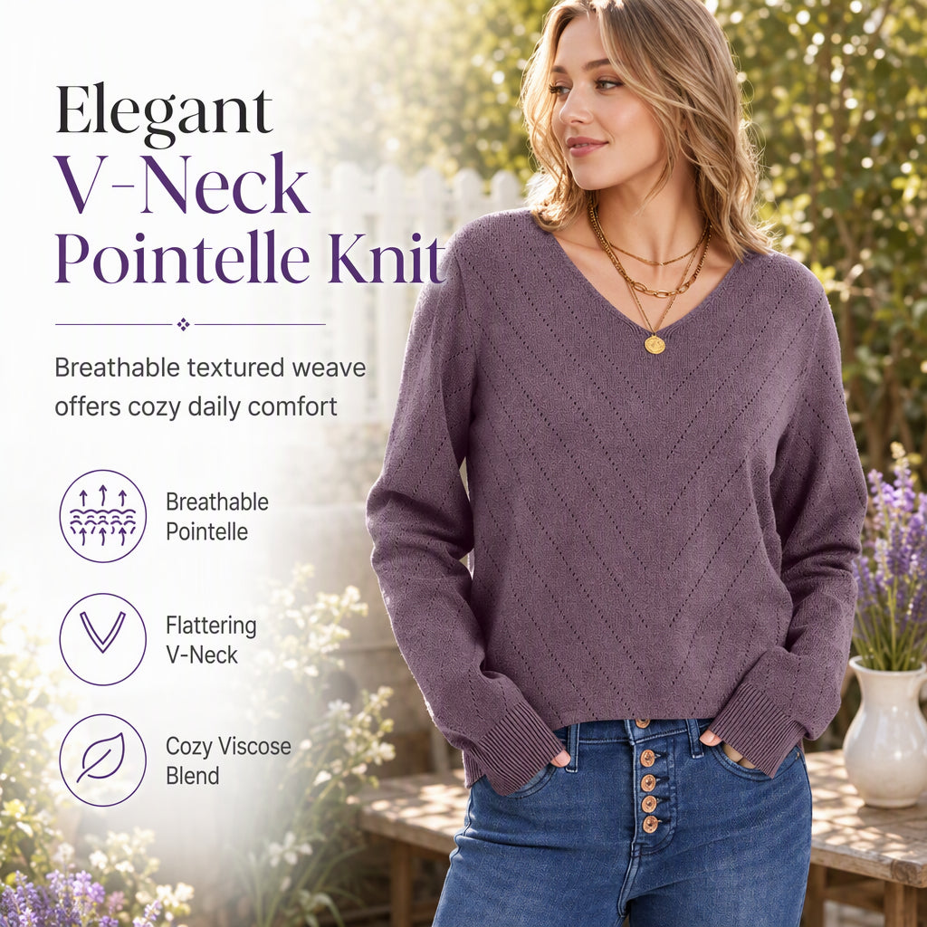 💖Black Friday Mega Deal – 50% off!💖Women's V Neck Long Sleeve Pullover Top