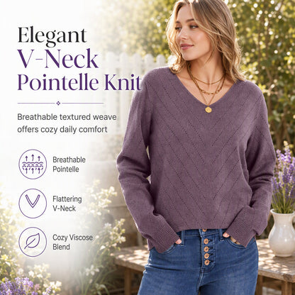 💖Black Friday Mega Deal – 50% off!💖Women's V Neck Long Sleeve Pullover Top