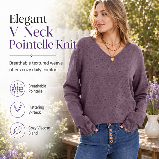 💖Black Friday Mega Deal – 50% off!💖Women's V Neck Long Sleeve Pullover Top