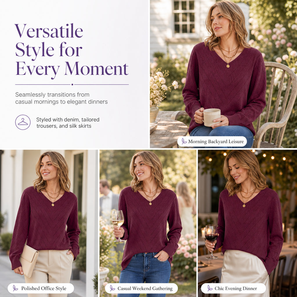 💖Black Friday Mega Deal – 50% off!💖Women's V Neck Long Sleeve Pullover Top
