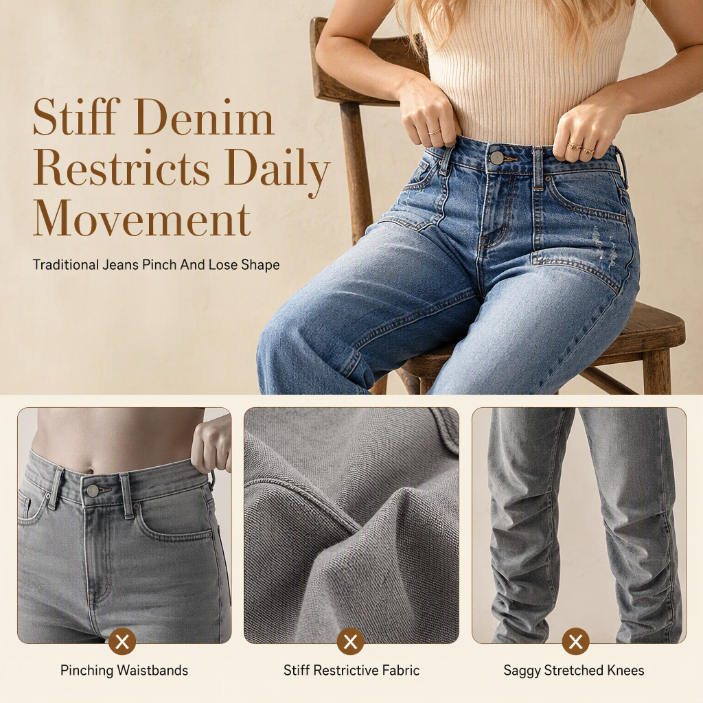 💖Black Friday Mega Deal – 50% off!💖Women's Vintage Stretchy Straight Leg Denim Jeans with Distressed Patch Pockets and Frayed Raw Hem