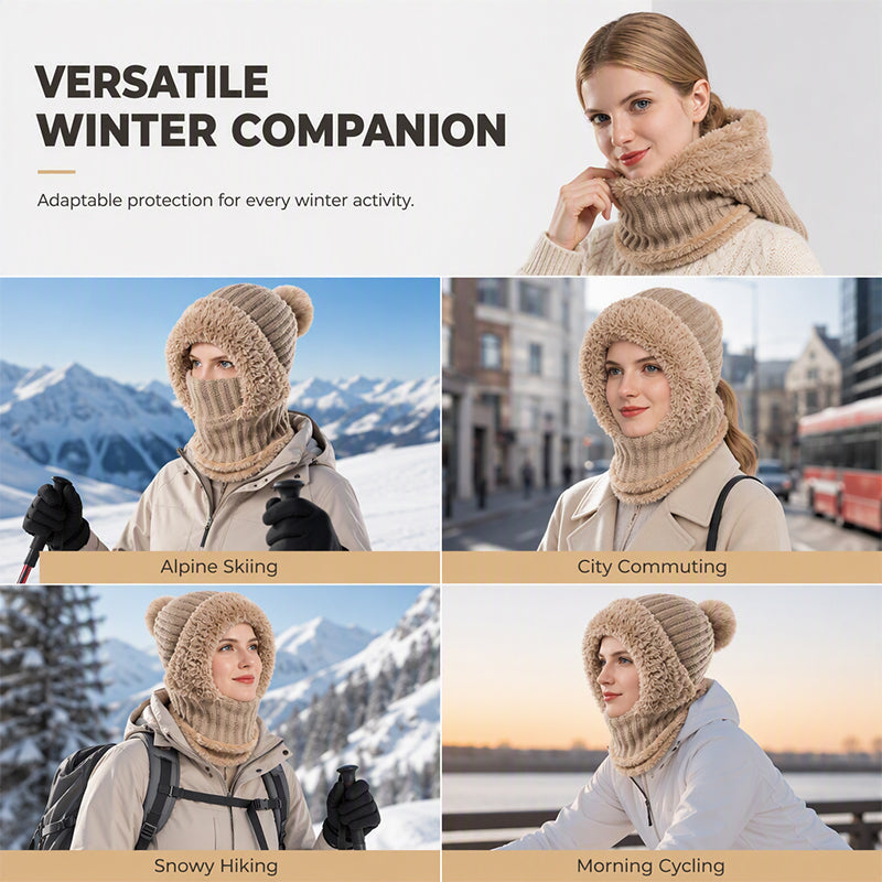 💖Black Friday Mega Deal – 50% off!💖❄️Women's Winter One-Piece Knitted Beanie Scarf Mask