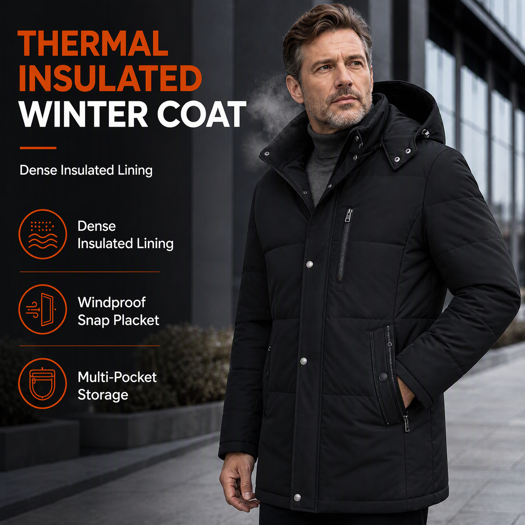 🖤Black Friday Sale:50% OFF🖤 ❄️ Men's Mid-Length Winter Padded Thickened Business Casual Cotton Coat for Middle-Aged Men
