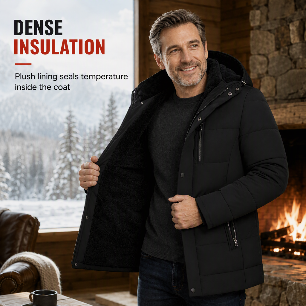 🖤Black Friday Sale:50% OFF🖤 ❄️ Men's Mid-Length Winter Padded Thickened Business Casual Cotton Coat for Middle-Aged Men