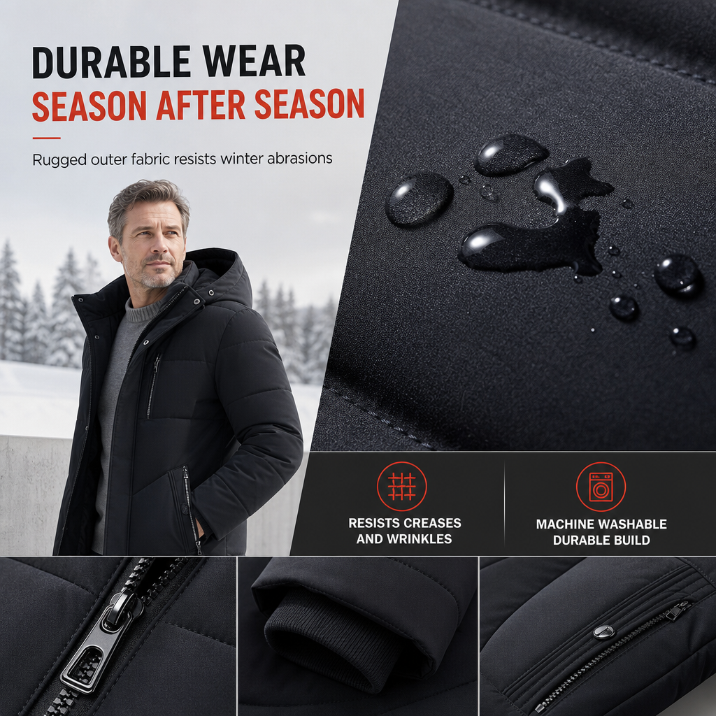 🖤Black Friday Sale:50% OFF🖤 ❄️ Men's Mid-Length Winter Padded Thickened Business Casual Cotton Coat for Middle-Aged Men