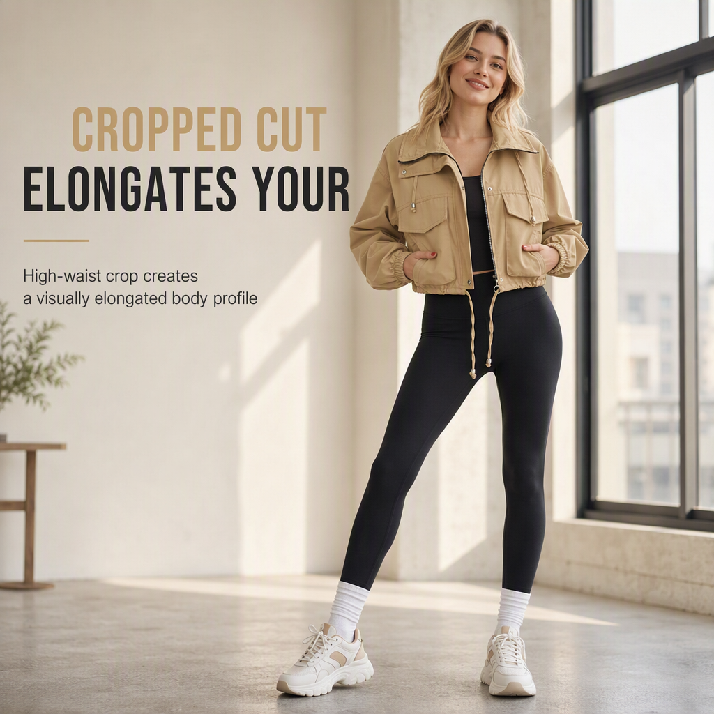 🖤Black Friday Sale:50% OFF🖤Women's Solid Color Short Zip Up Windbreaker Fall Coat