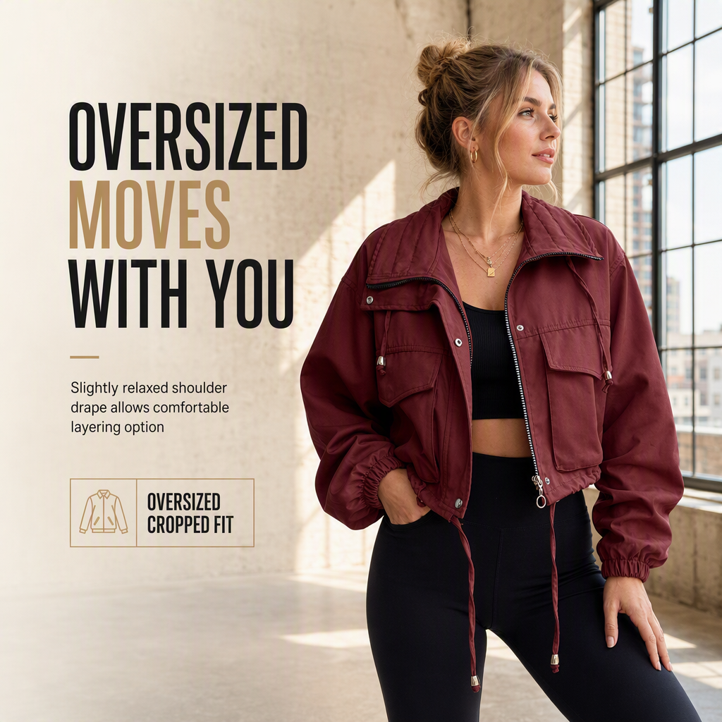 🖤Black Friday Sale:50% OFF🖤Women's Solid Color Short Zip Up Windbreaker Fall Coat