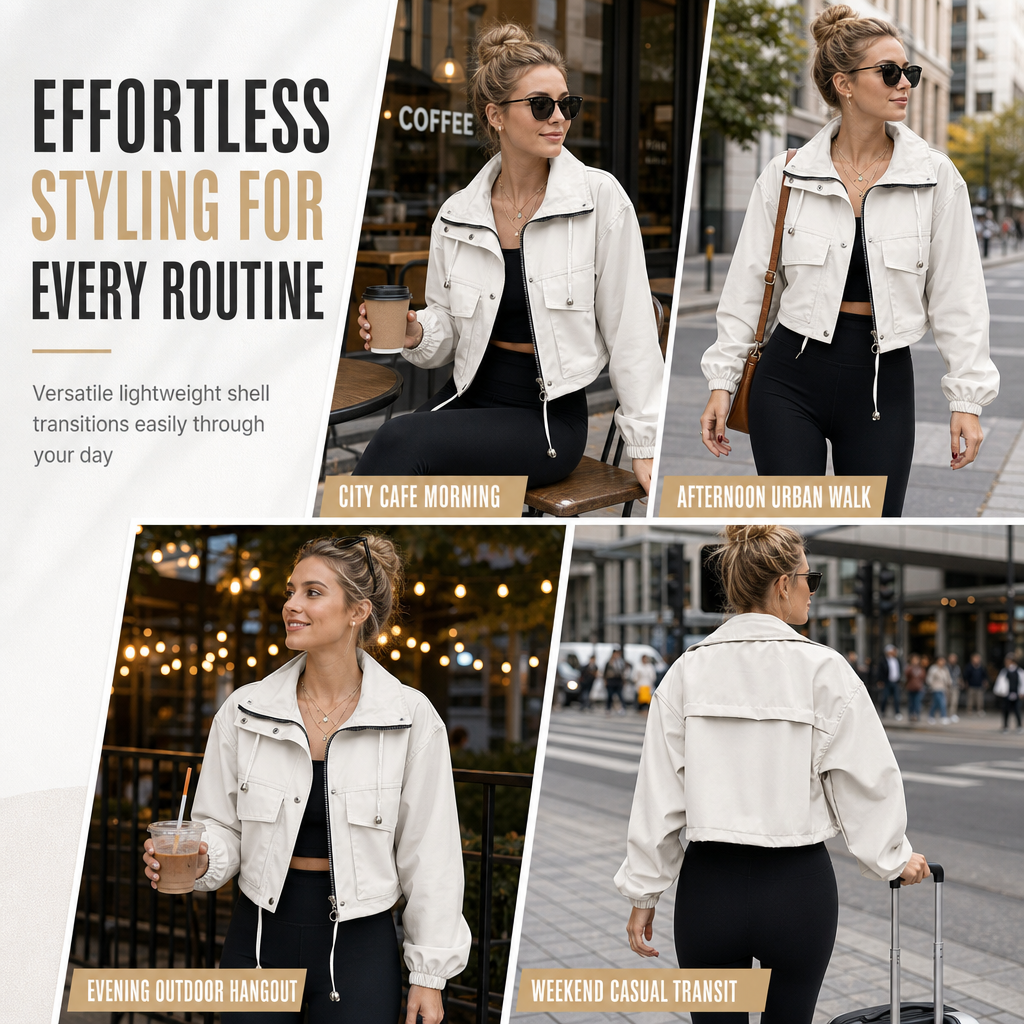 🖤Black Friday Sale:50% OFF🖤Women's Solid Color Short Zip Up Windbreaker Fall Coat