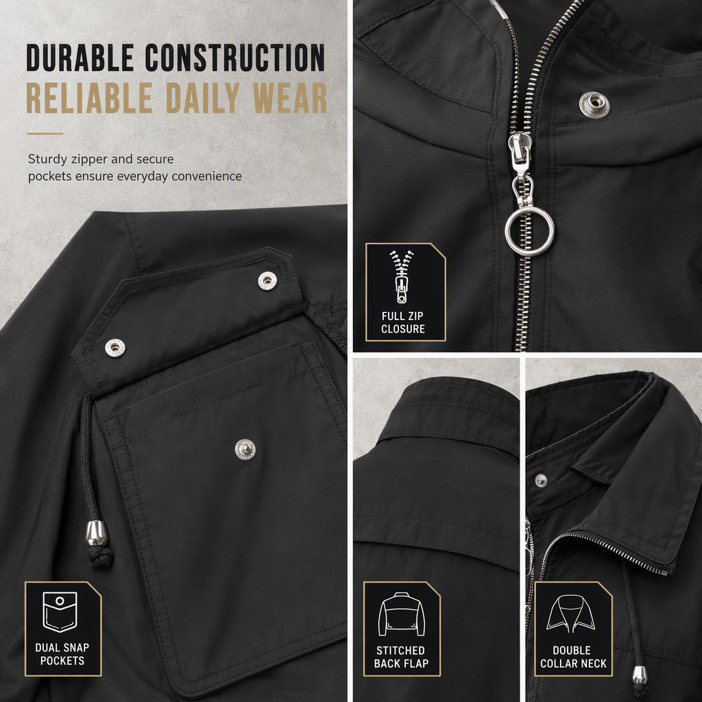 🖤Black Friday Sale:50% OFF🖤Women's Solid Color Short Zip Up Windbreaker Fall Coat