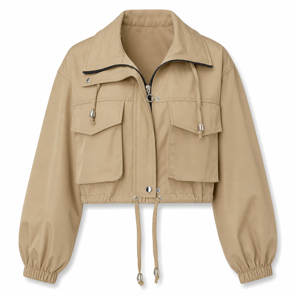 🖤Black Friday Sale:50% OFF🖤Women's Solid Color Short Zip Up Windbreaker Fall Coat