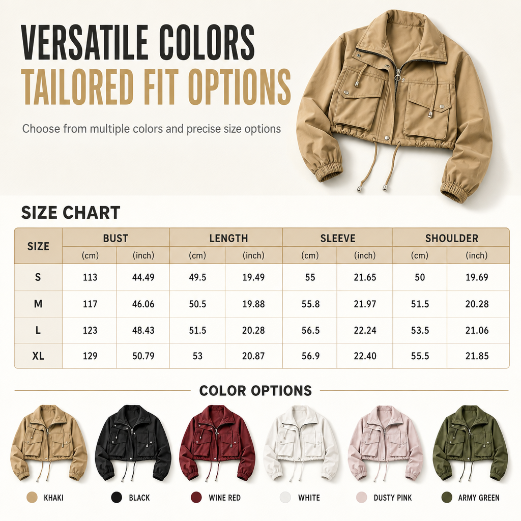 🖤Black Friday Sale:50% OFF🖤Women's Solid Color Short Zip Up Windbreaker Fall Coat