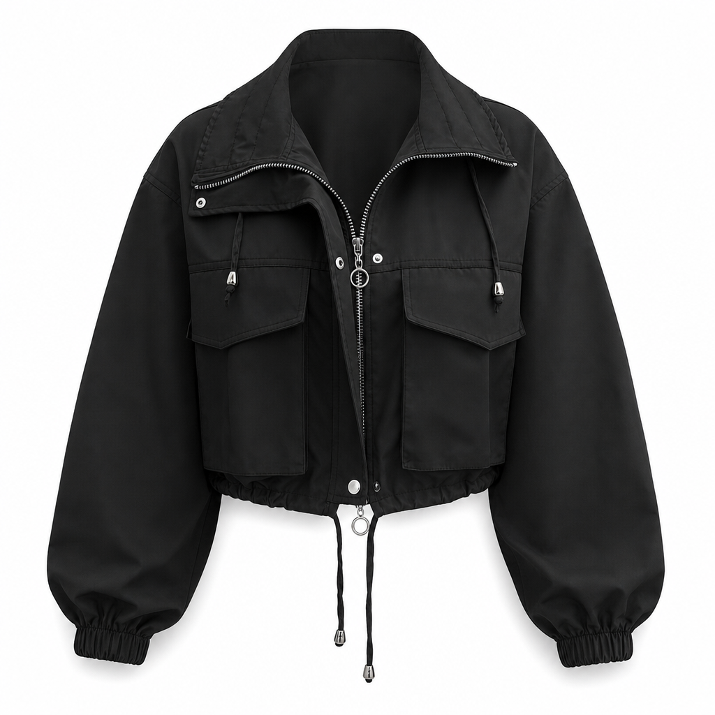 🖤Black Friday Sale:50% OFF🖤Women's Solid Color Short Zip Up Windbreaker Fall Coat