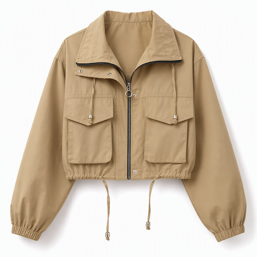 🖤Black Friday Sale:50% OFF🖤Women's Solid Color Short Zip Up Windbreaker Fall Coat
