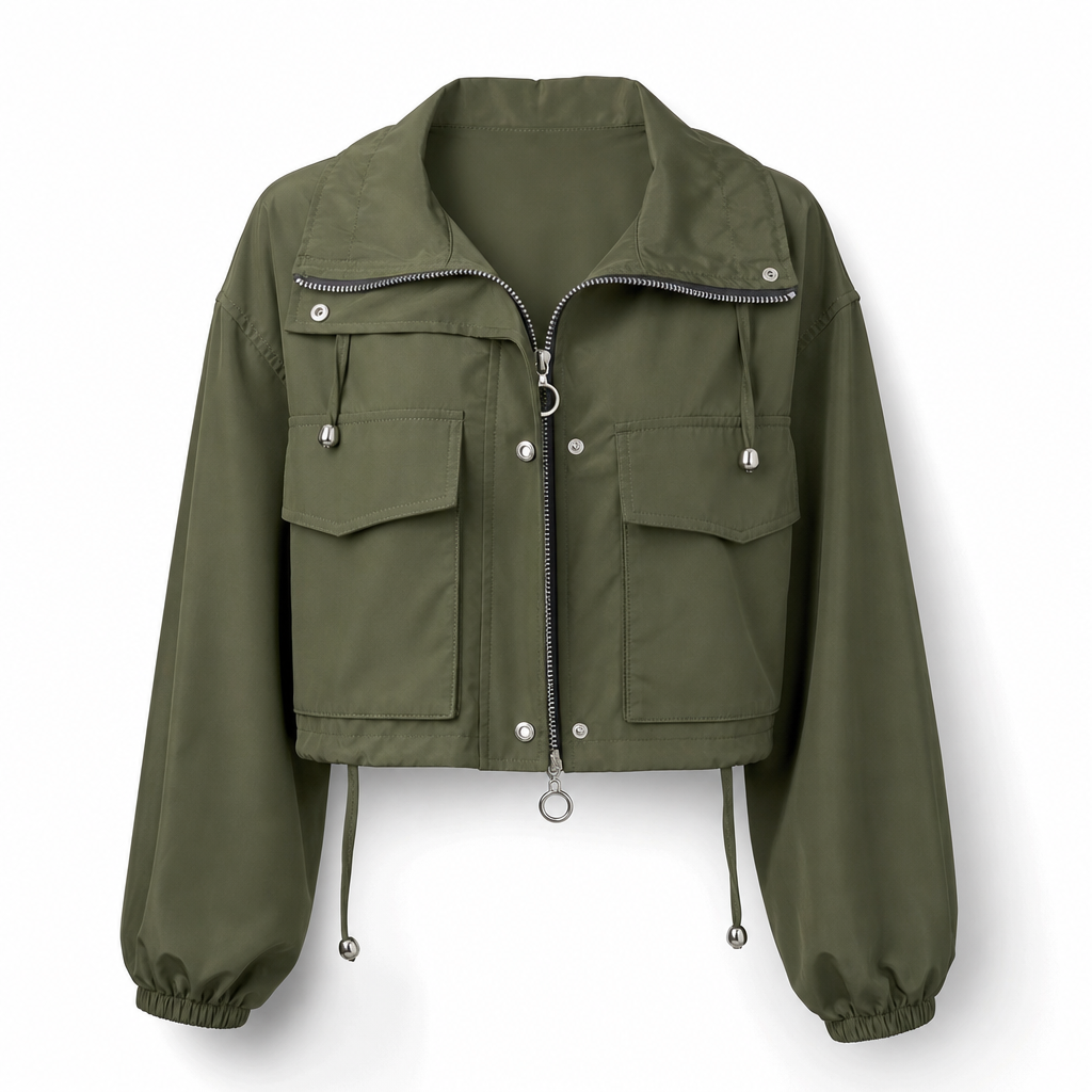 🖤Black Friday Sale:50% OFF🖤Women's Solid Color Short Zip Up Windbreaker Fall Coat