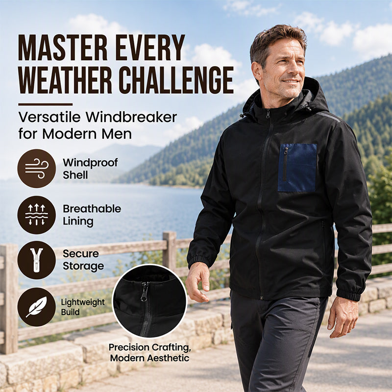 🖤Black Friday Sale:50% OFF🖤⛰️Men's Outdoor Windbreaker Jacket with Detachable Hood