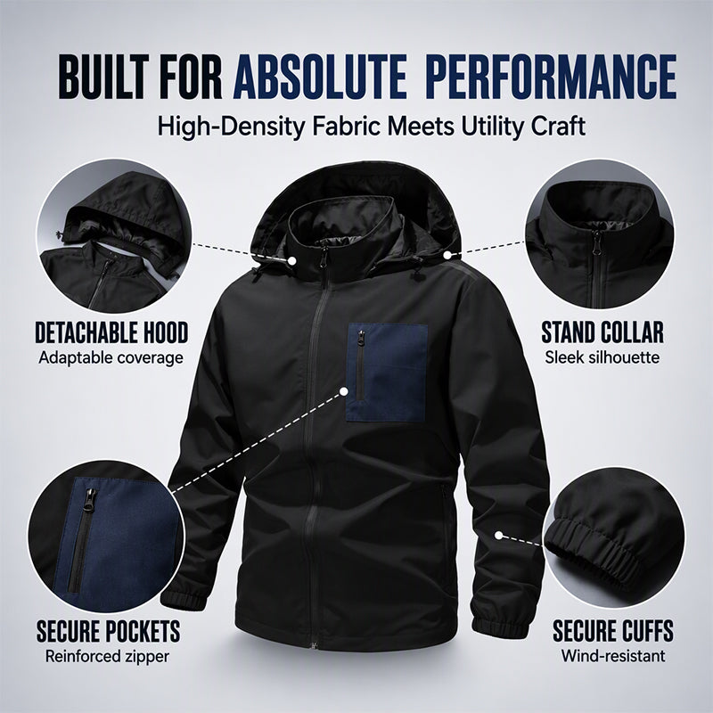 🖤Black Friday Sale:50% OFF🖤⛰️Men's Outdoor Windbreaker Jacket with Detachable Hood