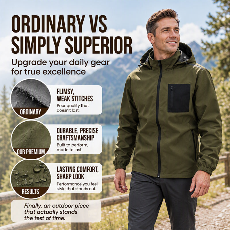 🖤Black Friday Sale:50% OFF🖤⛰️Men's Outdoor Windbreaker Jacket with Detachable Hood