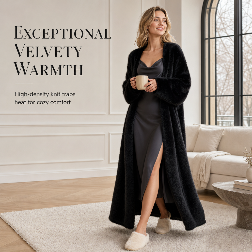 💖Black Friday Mega Deal – 50% off!💖 🧸Women's Faux Mink Fleece Long Cardigan Sweater Fluffy Oversized Knit Coat for Autumn and Winter