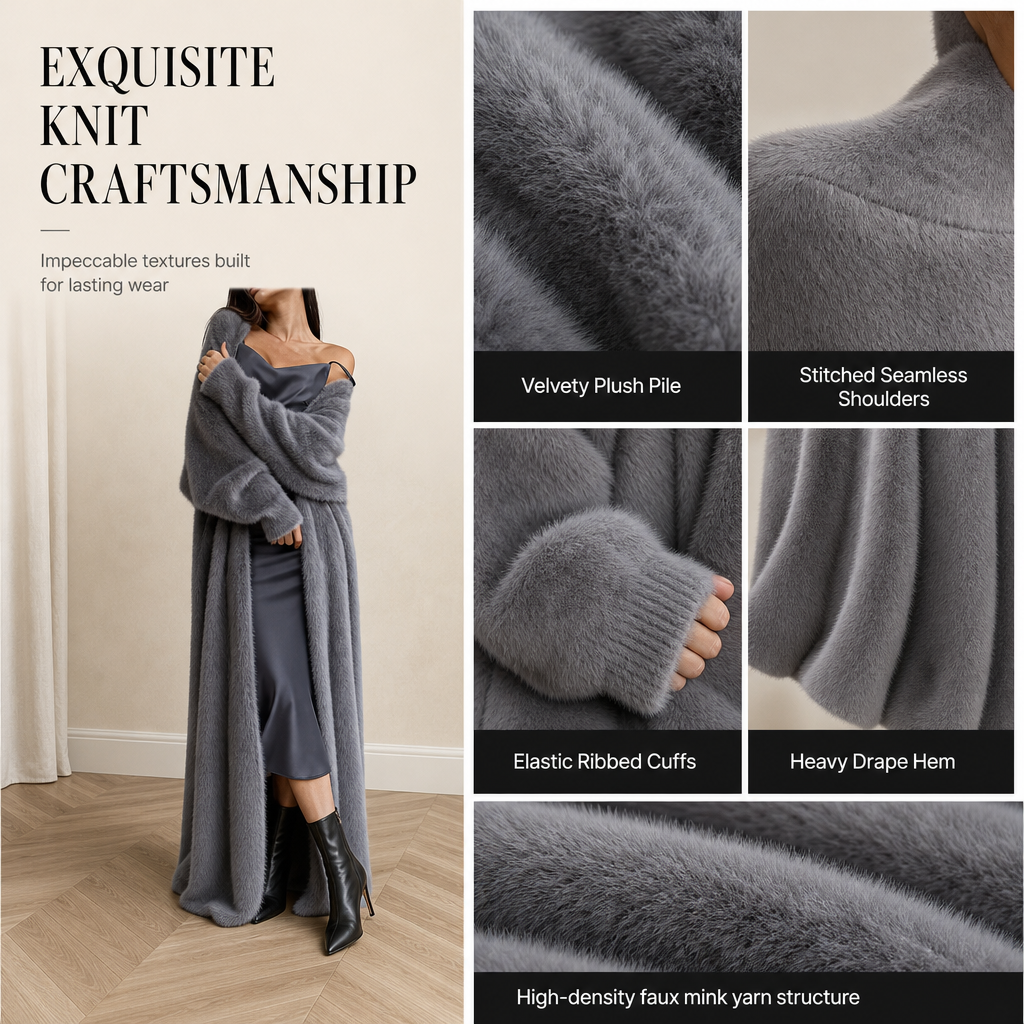 💖Black Friday Mega Deal – 50% off!💖 🧸Women's Faux Mink Fleece Long Cardigan Sweater Fluffy Oversized Knit Coat for Autumn and Winter