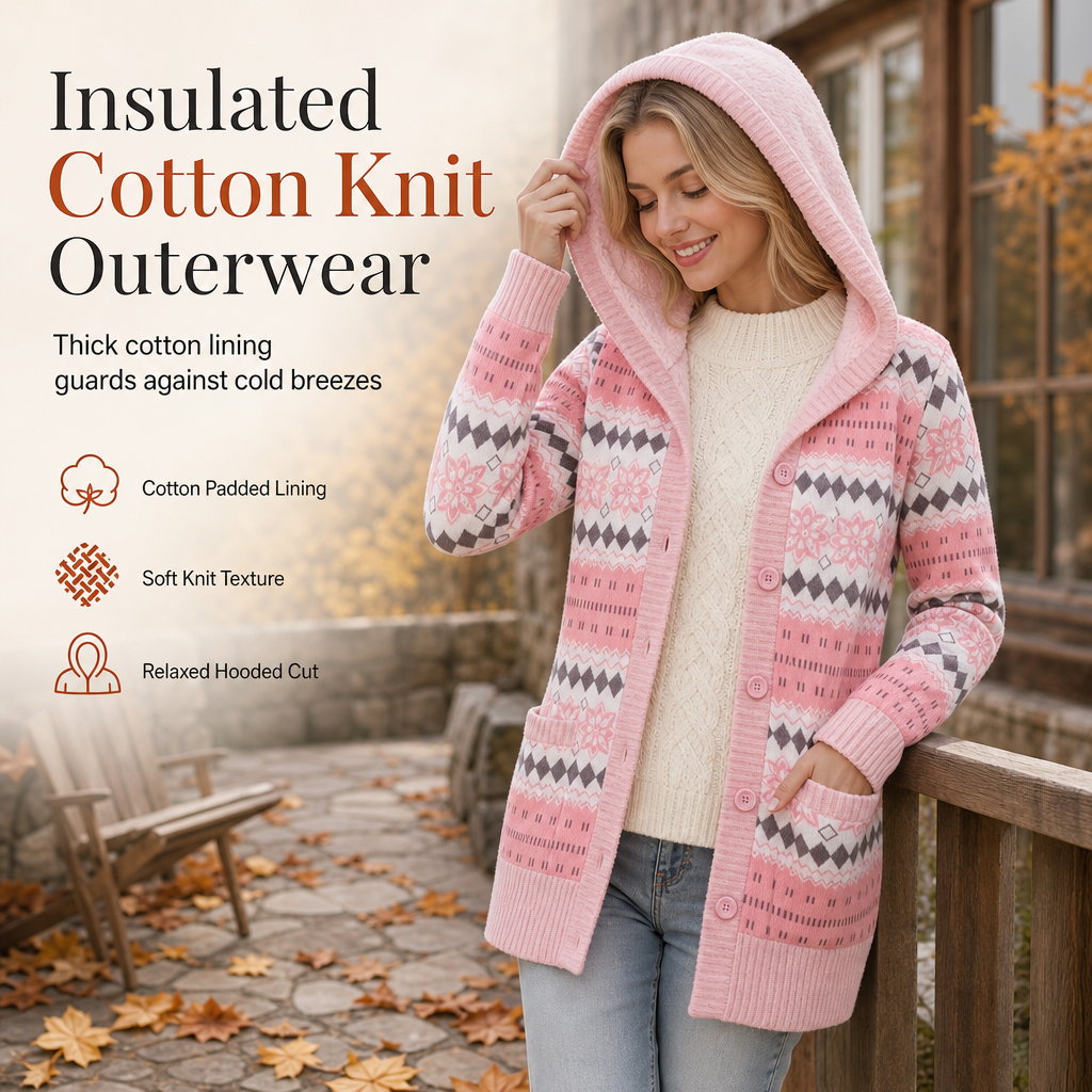 💖Black Friday Mega Deal – 50% off!💖 🌼Women's Mid-Length Hooded Knit with Cotton Lining