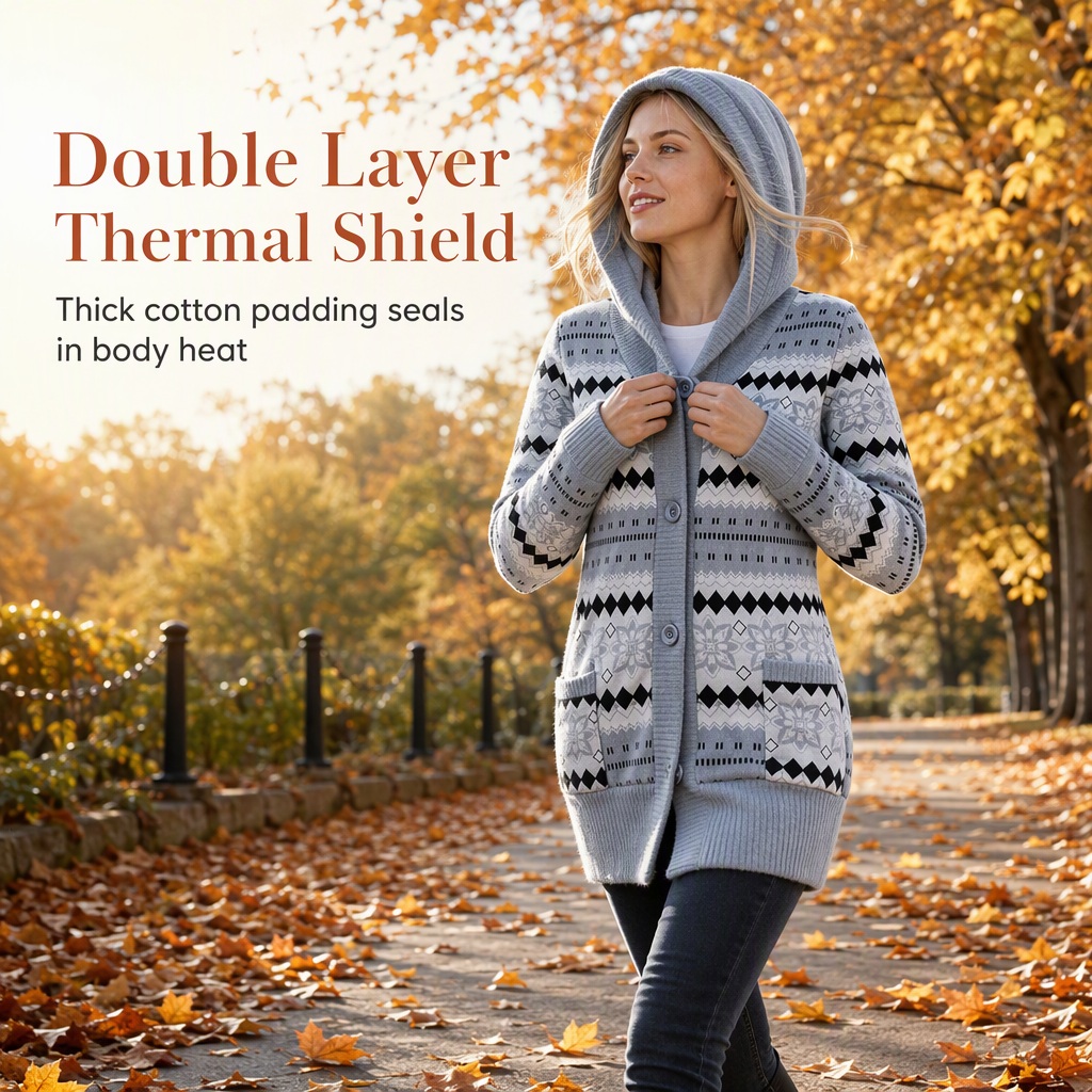 💖Black Friday Mega Deal – 50% off!💖 🌼Women's Mid-Length Hooded Knit with Cotton Lining