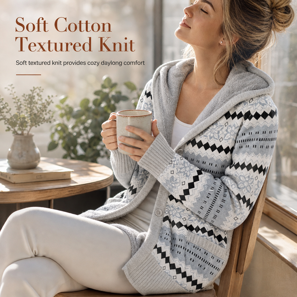 💖Black Friday Mega Deal – 50% off!💖 🌼Women's Mid-Length Hooded Knit with Cotton Lining