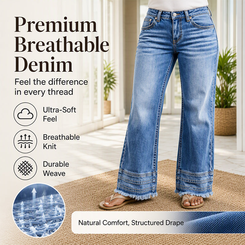💖Black Friday Mega Deal – 50% off!💖👖Women's Vintage Wide-Leg Jeans with Raw Hem