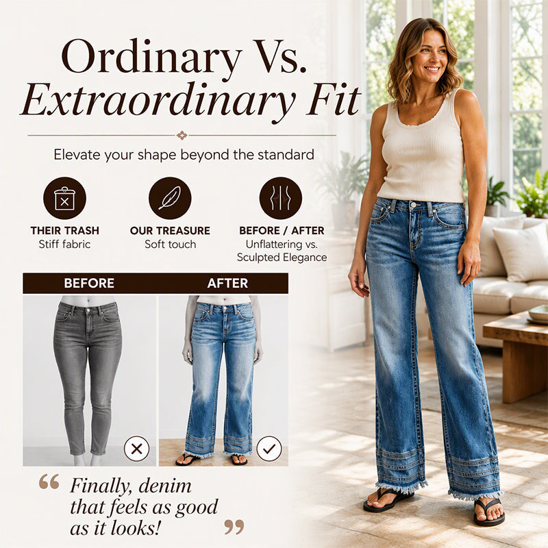 💖Black Friday Mega Deal – 50% off!💖👖Women's Vintage Wide-Leg Jeans with Raw Hem