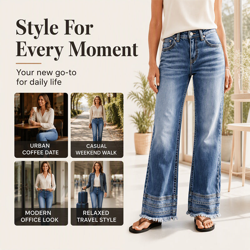 💖Black Friday Mega Deal – 50% off!💖👖Women's Vintage Wide-Leg Jeans with Raw Hem