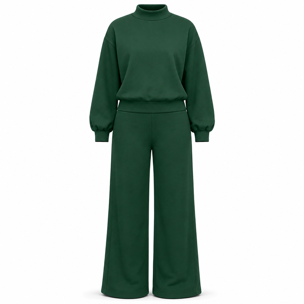 💖Black Friday Mega Deal – 50% off!💕 Cozy Chic Knit Lounge Set ✨ Women's Mock Neck Top & Wide-Leg Pants Set