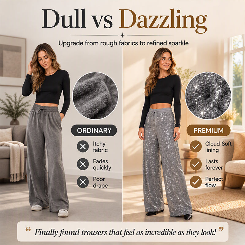 🖤Black Friday Sale:50% OFF🖤 💎Women's Sparkling Sequin Wide-Leg Pants