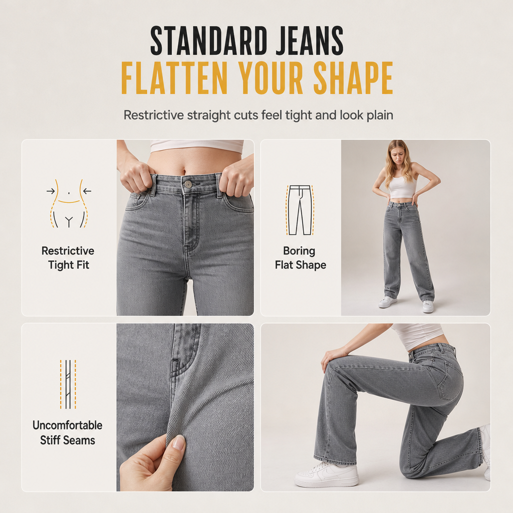 💖Black Friday Mega Deal – 50% off!💖👖 Women's Retro High Waisted Curved Leg Jeans ✨