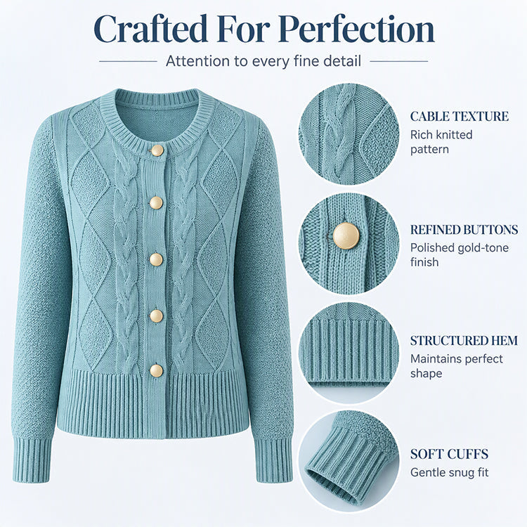 💖Black Friday Mega Deal – 50% off!💖Women's Elegant Textured Cable Knit Cardigan🌹