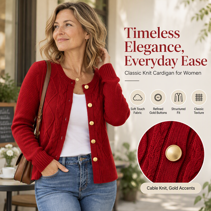 💖Black Friday Mega Deal – 50% off!💖Women's Elegant Textured Cable Knit Cardigan🌹
