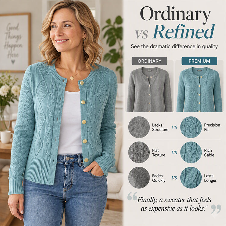 💖Black Friday Mega Deal – 50% off!💖Women's Elegant Textured Cable Knit Cardigan🌹