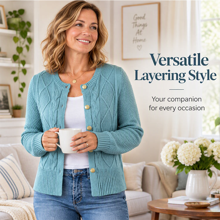 💖Black Friday Mega Deal – 50% off!💖Women's Elegant Textured Cable Knit Cardigan🌹