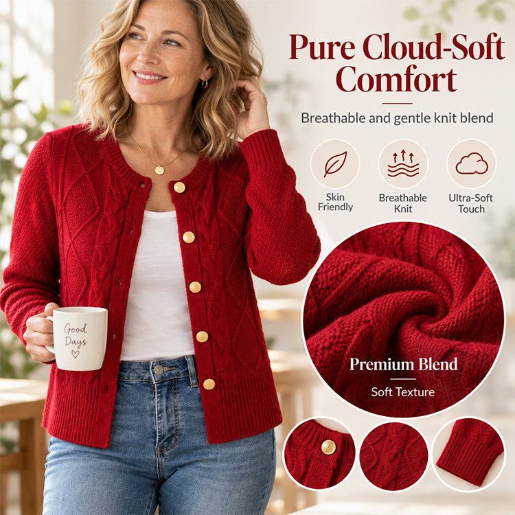 💖Black Friday Mega Deal – 50% off!💖Women's Elegant Textured Cable Knit Cardigan🌹