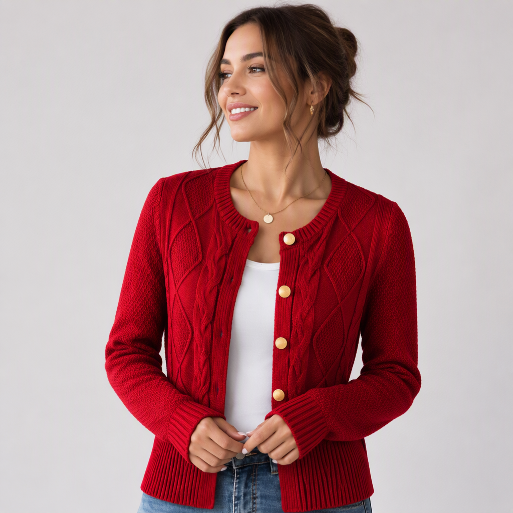 💖Black Friday Mega Deal – 50% off!💖Women's Elegant Textured Cable Knit Cardigan🌹