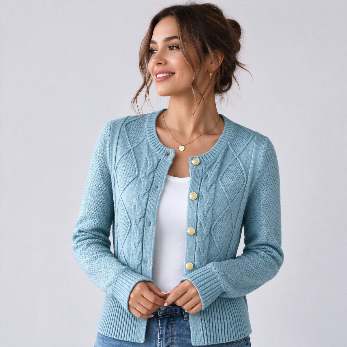 💖Black Friday Mega Deal – 50% off!💖Women's Elegant Textured Cable Knit Cardigan🌹