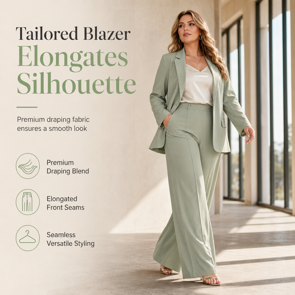 💖Black Friday Mega Deal – 50% off!💖✨Elegant Two-Piece Suit Set with Tailored Blazer and Relaxed Wide-Leg Trousers