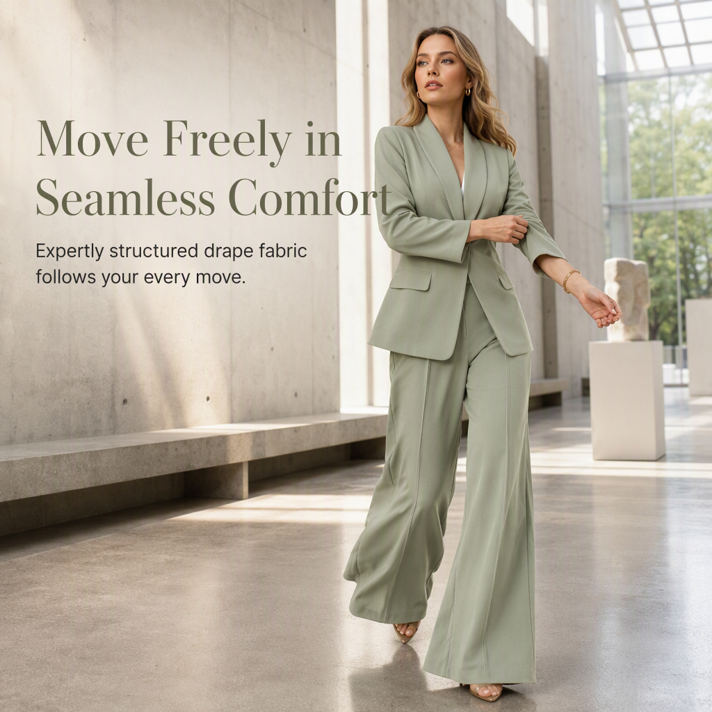 💖Black Friday Mega Deal – 50% off!💖✨Elegant Two-Piece Suit Set with Tailored Blazer and Relaxed Wide-Leg Trousers