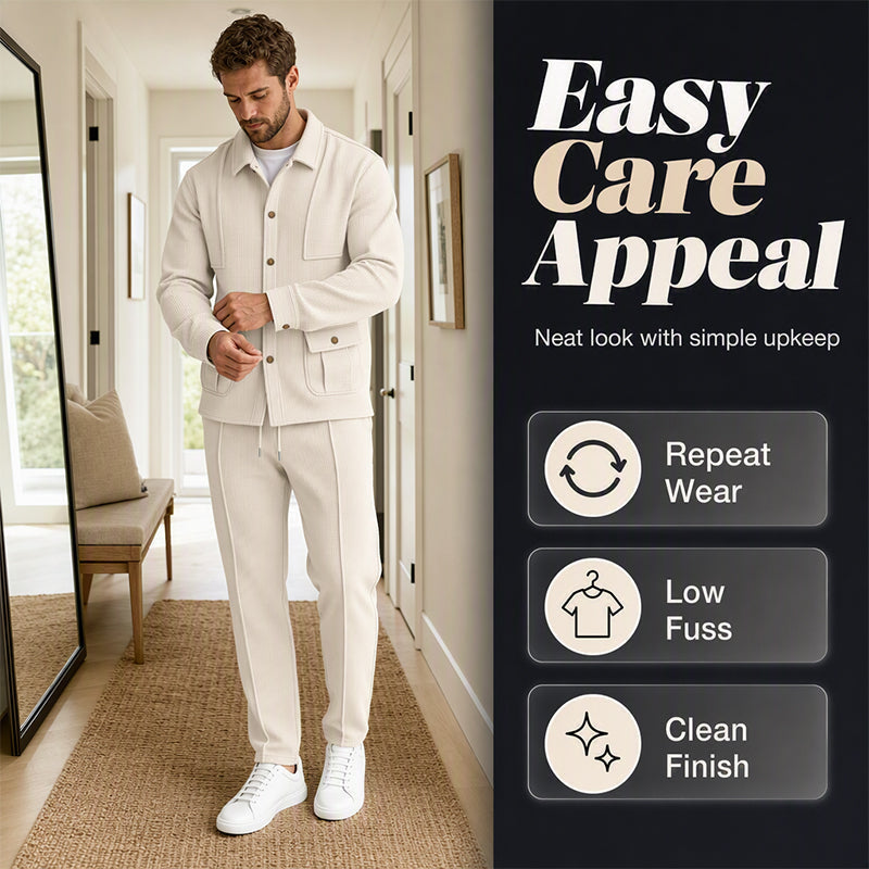 🖤Black Friday Sale:50% OFF🖤 Men's Waffle Knit Cardigan Jacket & Pants Set